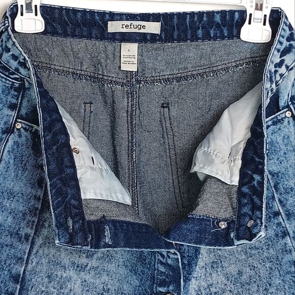 REFUGE Acid Washed Denim Blue Jean Button Down Mini Skirt Y2K Size Large - Picture 5 of 7